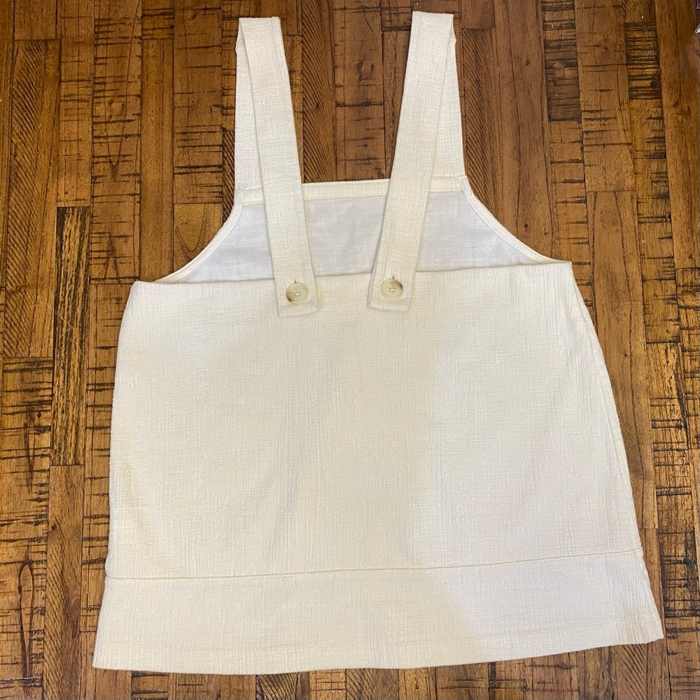 Madewell Apron Cross-Back Tank Top in Ivory Bleached Linen Fit S-M - Picture 10 of 14